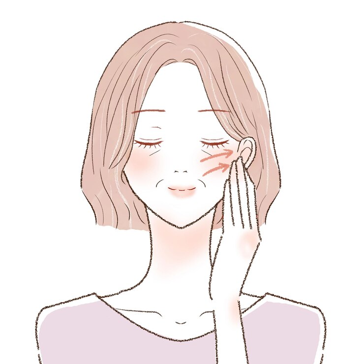 Vector 顔を持ち上げる中年の女性。白い背景に。