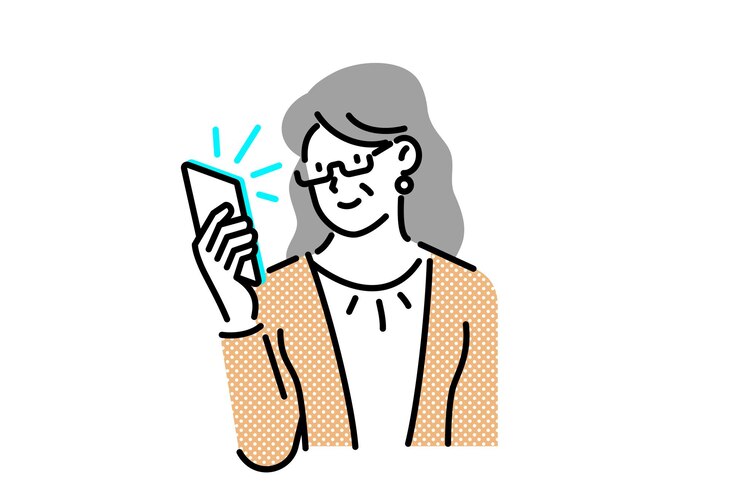 Middleaged woman checking her smartphone