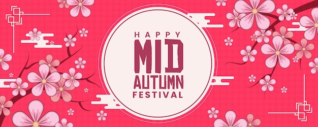 Midherfstfestivalbanner in plat ontwerp