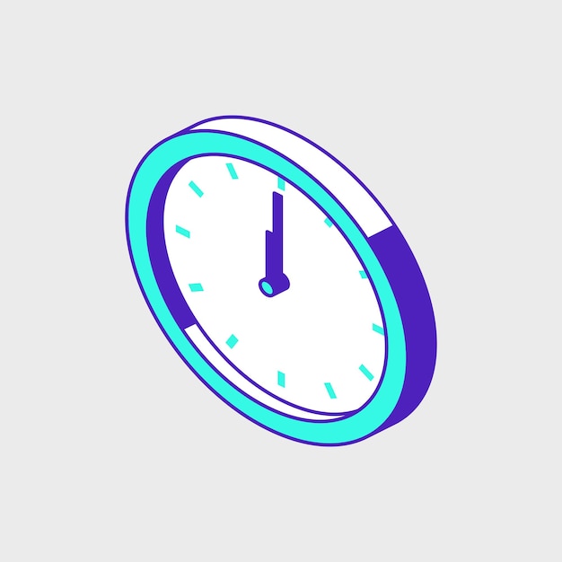 Midnight clock isometric vector icon illustration