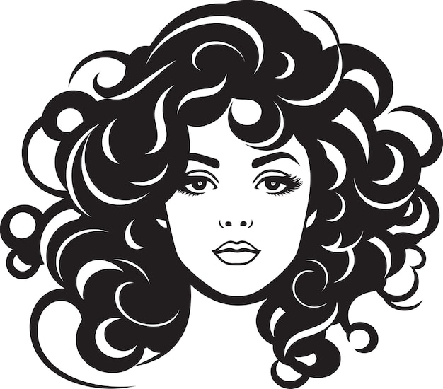 Vector midnight curls a symbol of natural beauty curly charisma vector logo design in black