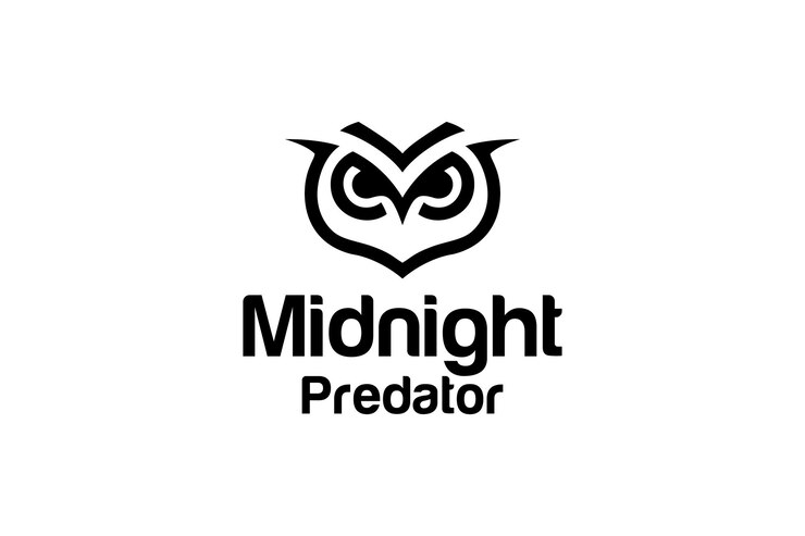 ミッドナイトフクロウのシルエットのロゴデザイン