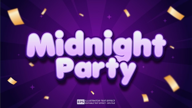 Midnight Party bewerkbare 3D-teksteffect lettertype illustratie