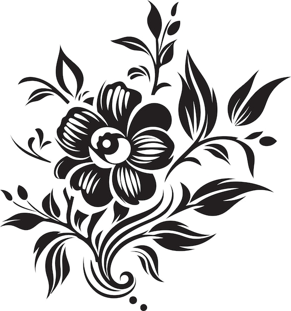 Vector midnight petal melodies v black vector petal melodiesinked floral serenade xxv shadowy floral vector