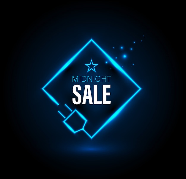 Midnight sale banner with plug. 