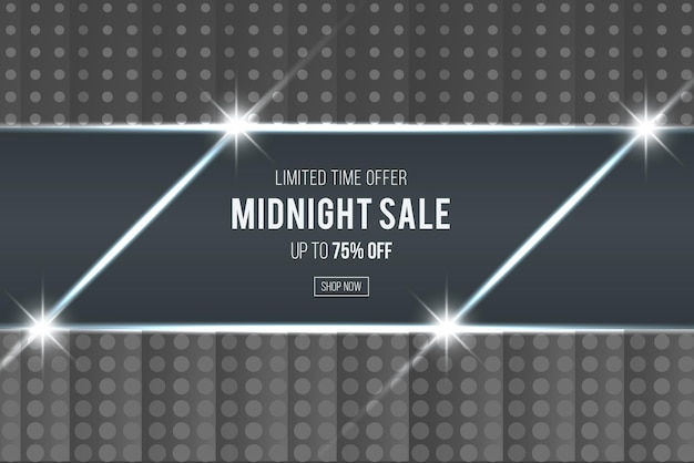 Vector midnight sale monochrome design vector illustration with pattern background