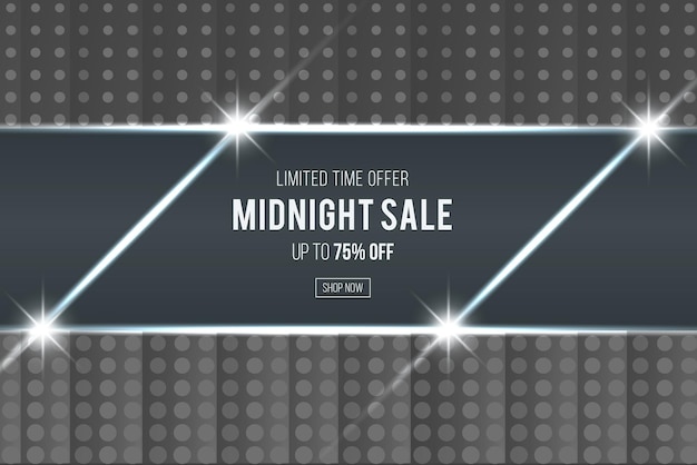 Midnight sale monochrome design vector illustration with pattern background