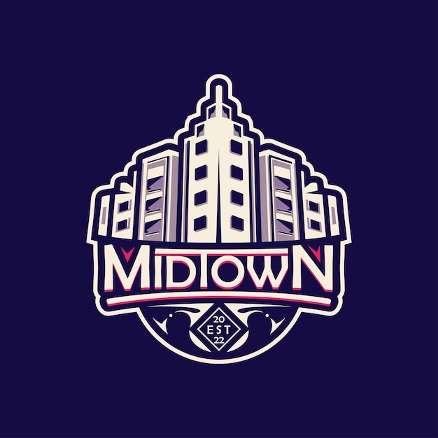 Design del logo di midtown con il vettore