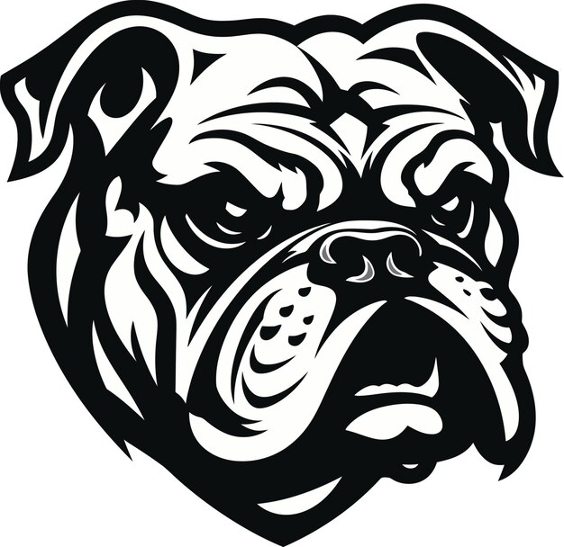 Vector mighty canine vector icon in zwart vector artistry bulldog emblem in zwart