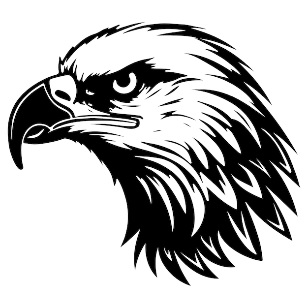 Vector mighty eagle head logo vector art illustration mascot symbol silhouette tattoo