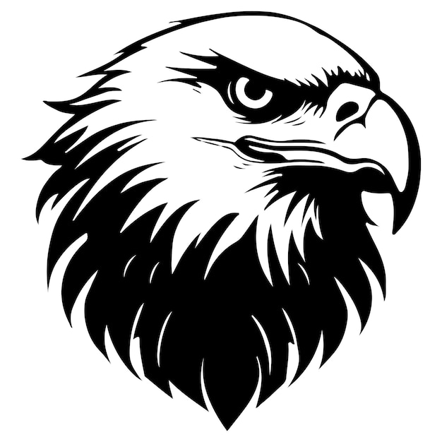 Mighty eagle head logo vector art illustration mascot symbol silhouette tattoo