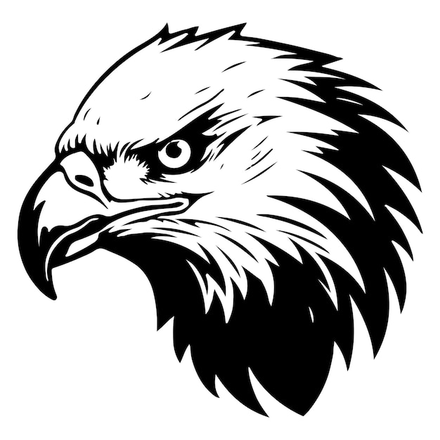 Mighty eagle head logo vector art illustration mascot symbol silhouette tattoo