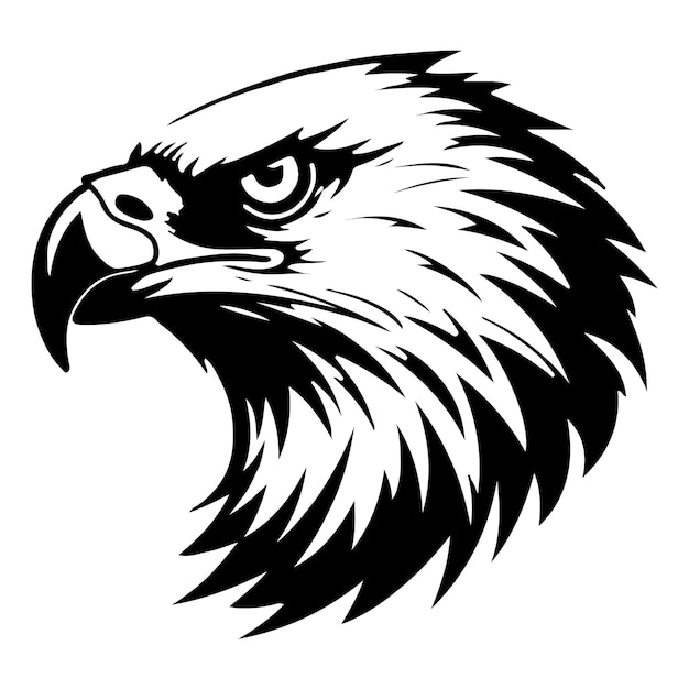 Голова могучего орла Логотип векторная художественная иллюстрация талисман символ силуэт татуировка