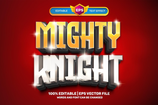 Mighty knight cartoon adventure Bold 3D Editable text Effect Style