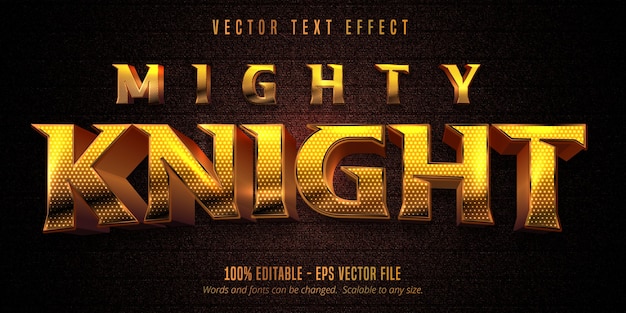 Mighty knight text, shiny golden style editable text effect