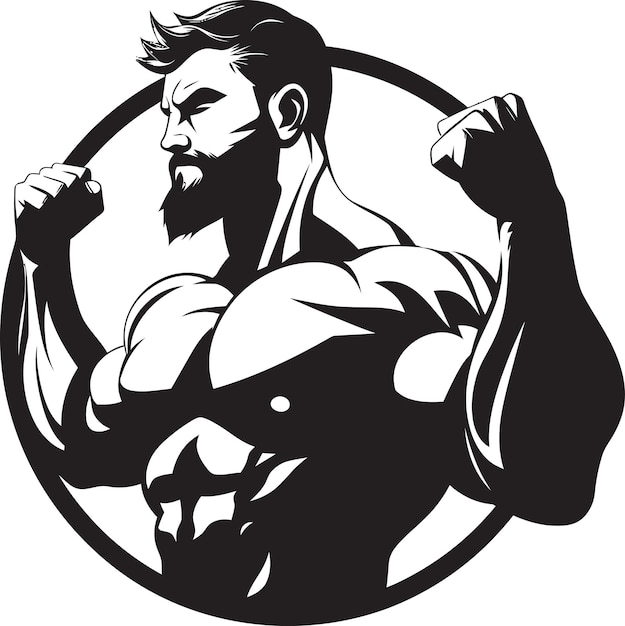 Mighty Muscles Monochromatic Vector Tribute to Muscular Showcase Iron Determination Black Vector De
