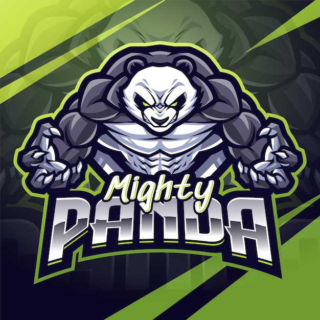 Mighty panda esport mascotte logo ontwerp