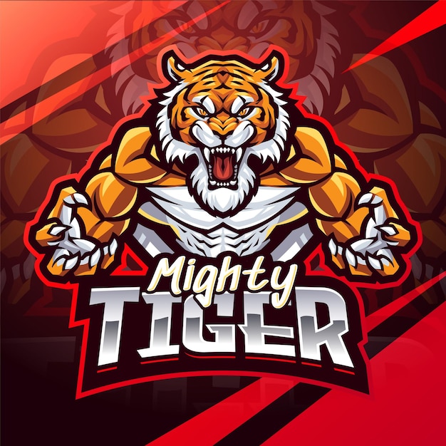 Vettore mighty tiger esport mascotte logo design