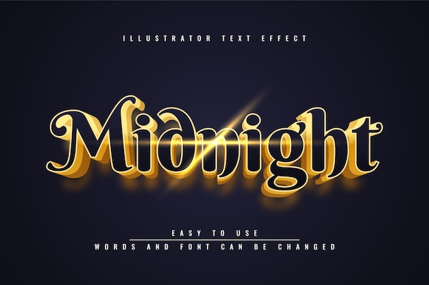 Mignight - editable 3d gold text effect design