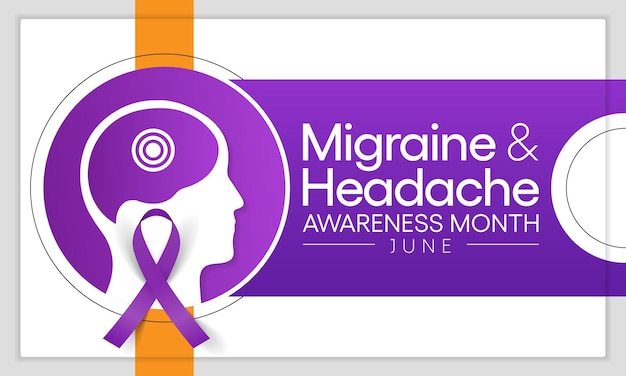 Vector migraine and headache awareness month is observed every year in june