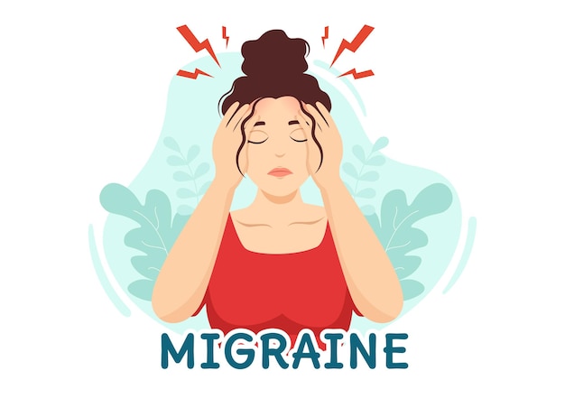 Migraine vector illustration people suffers from headaches and migraines in healthcare