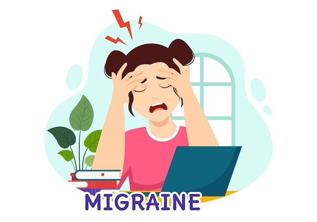 Vector migraine vector illustration people suffers from headaches and migraines in healthcare