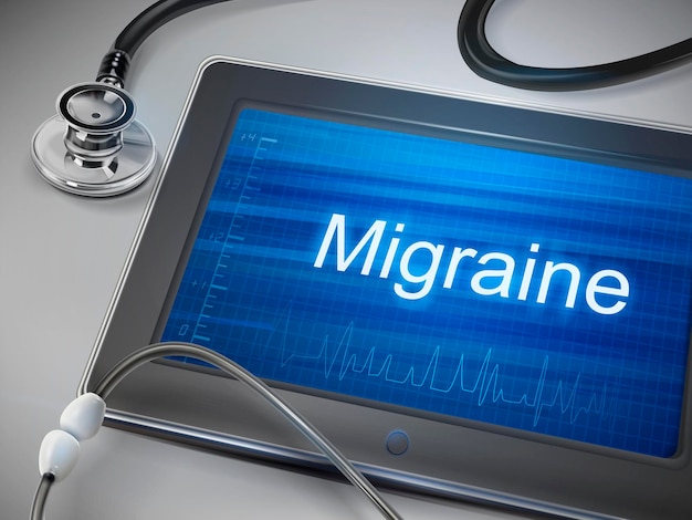 migraine woord weergegeven op tablet