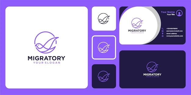 migratory logo design with line art and business card