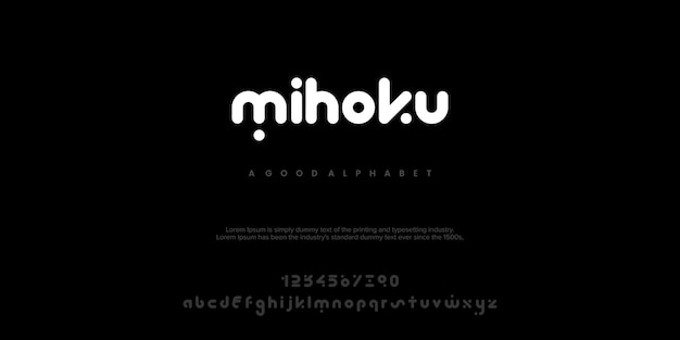 mihoku abstracte minimale moderne alfabet lettertypen typografie technologie vectorillustratie