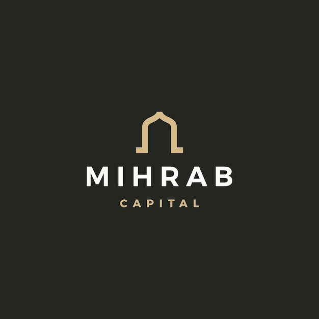 Mihrab niche arch door logo vector icon illustration