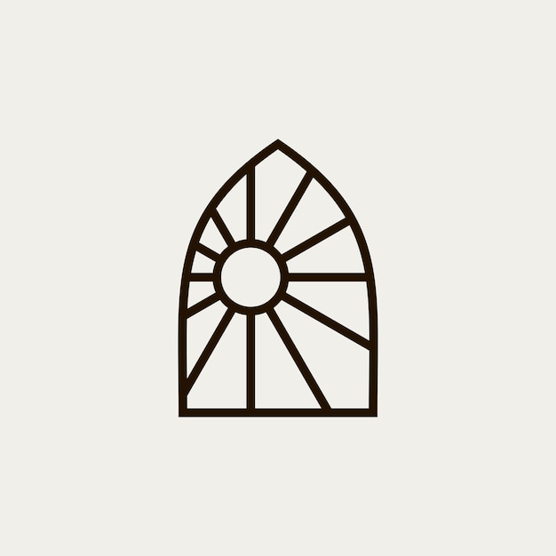 Illustrazione dell'icona del vettore del logo dell'arco di nicchia del mihrab sun mahrab