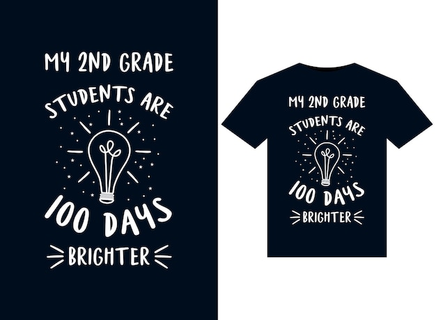 Mijn 2e klas studenten zijn 100 dagen helderdere illustraties voor het ontwerpen van T-shirts die klaar zijn voor afdrukken
