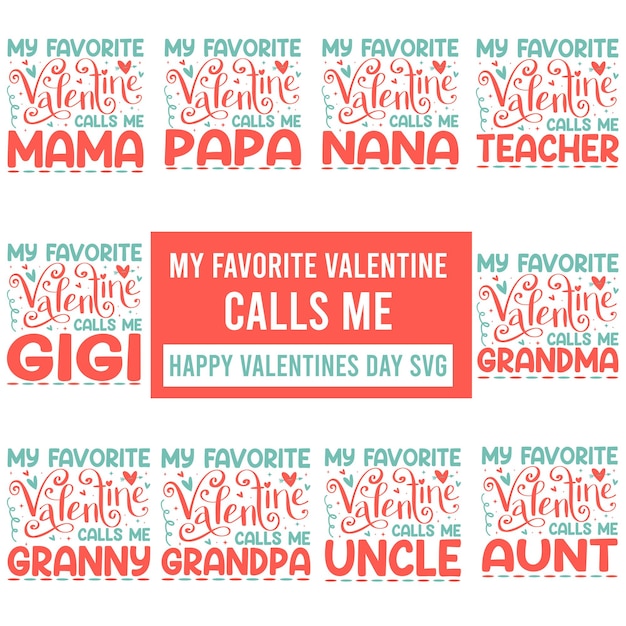 Vector mijn favoriete valentines noemen me gelukkige valentines dag svg