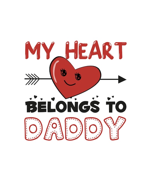 Vector mijn hart behoort tot my daddy fathers day tshirt design