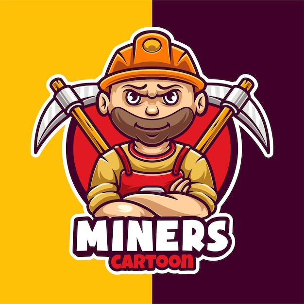 Mijnwerker Crypto mascotte logo sjabloon