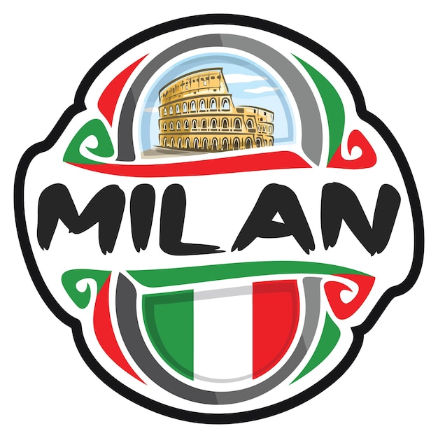 Milaan Italië vlag reizen Souvenir Sticker Skyline Landmark Logo Badge stempel zegel embleem SVG EPS