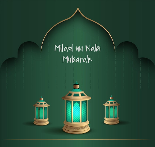 Milad un nabi mubarak means happy birthday of prophet muhammad. vector illustration of mawlid poster