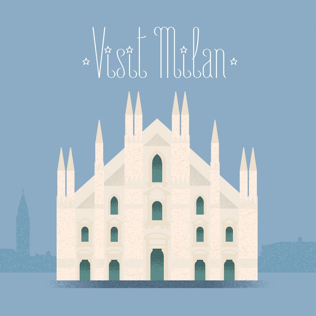 Vettore milano, illustrazione della cattedrale di milano, elemento di design, sfondo. punto di riferimento italiano