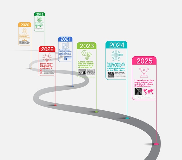 Milestone Company Timeline Дорожная карта Инфографическая векторная иллюстрация информации отчета