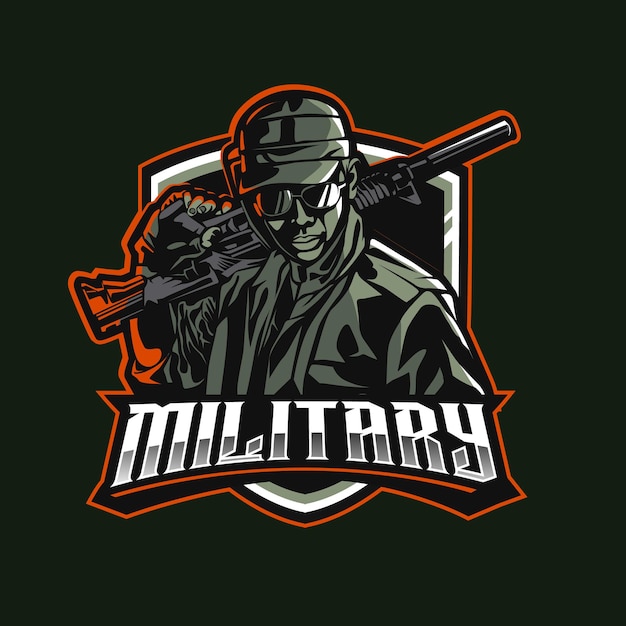 Militair leger mascotte logo gaming vectorillustratie