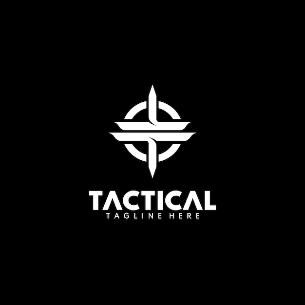Vector militair logo met een cirkel en het woord tactisch erop logo tactical shield-logo met letter t