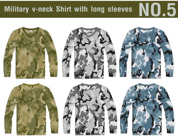 Vector militair shirt met lange mouwen ontwerpen.