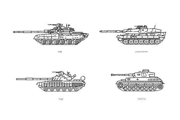 Militair technisch transport Een set tanks