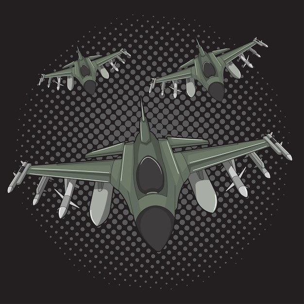 Militair vliegtuig vuurde een raket af Gevechtsvliegtuig vectorillustratie Komische stijl
