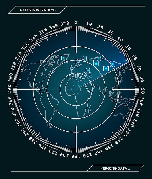 Vector militaire groene radar. scherm met doel. futuristische hud-interface. voorraad vectorillustratie.