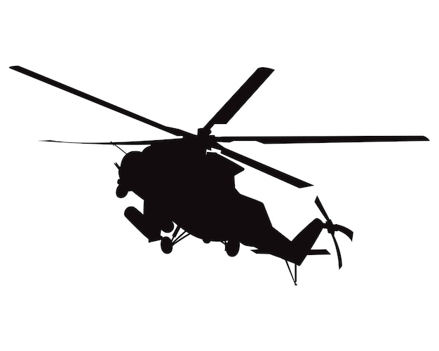 Militaire helikopter silhouet vectorgrafiek in zwart Vector illustratie