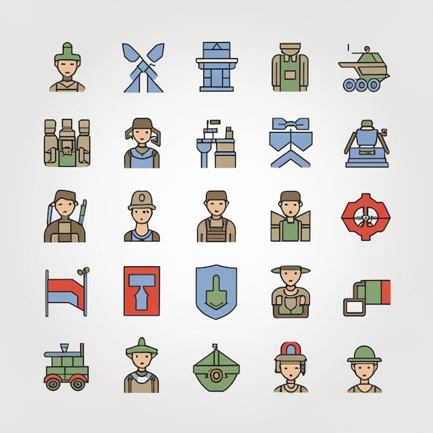 Militaire icoon vector set