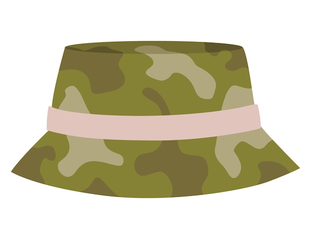 Militaire kleding uitrusting voor soldaat Woodland camouflage stijl geïsoleerd icoon geïsoleerde hoed Platte cartoon vector illustratie