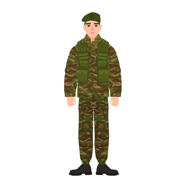 Militaire man of militair gekleed in legercamouflage-uniform