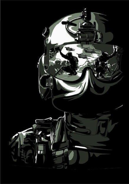 militaire piloot geïsoleerd op zwarte achtergrond voor poster tshirt print zakelijk element